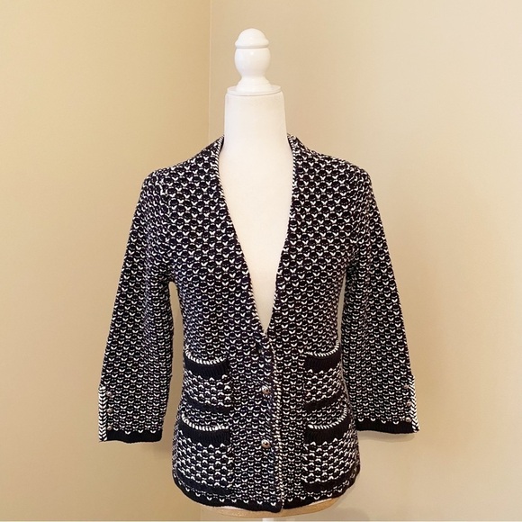 WHBM Thick Knit Black and White Button Cardigan - Small - Picture 11 of 11